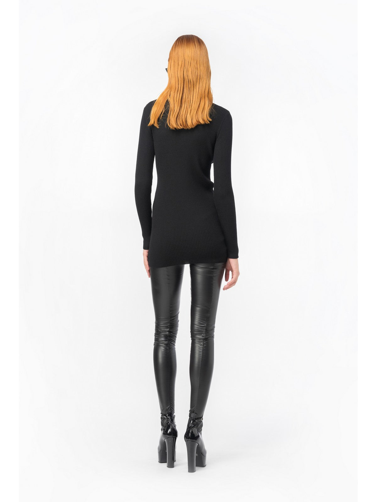 PINKO Maglione Donna Tartaruga Maglia Lana Logo In 102020-A18M Z99 Nero - Stilato