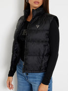 GUESS Gilet Donna NEW 4G LOGO PADDED VEST W4YL15 WGAL2 JBLK Nero - Stilato