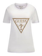 GUESS T-Shirt e Polo Donna Ss Cn Gold Triangle W4RI69 J1314 G011 Bianco - Stilato