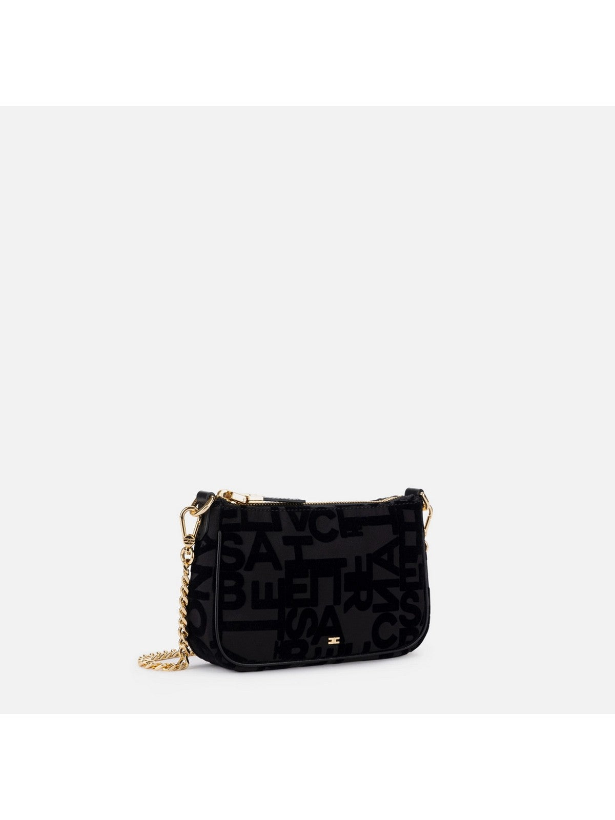 Elisabetta Franchi Pochette Con Tracolla Nera Lettering Donna BS23A46E2 110 - Stilato