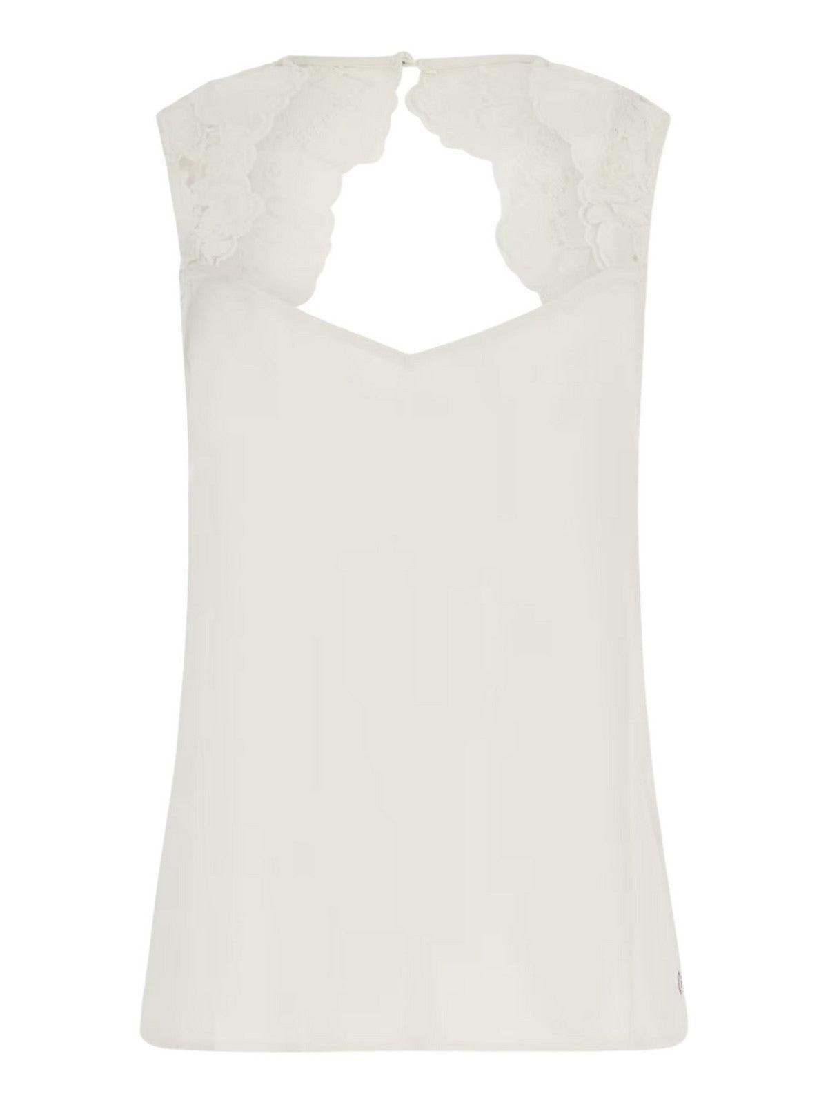 GUESS Top Donna Sl Perla Lace Top W4RH61 WD8G2 G012 Bianco - Stilato