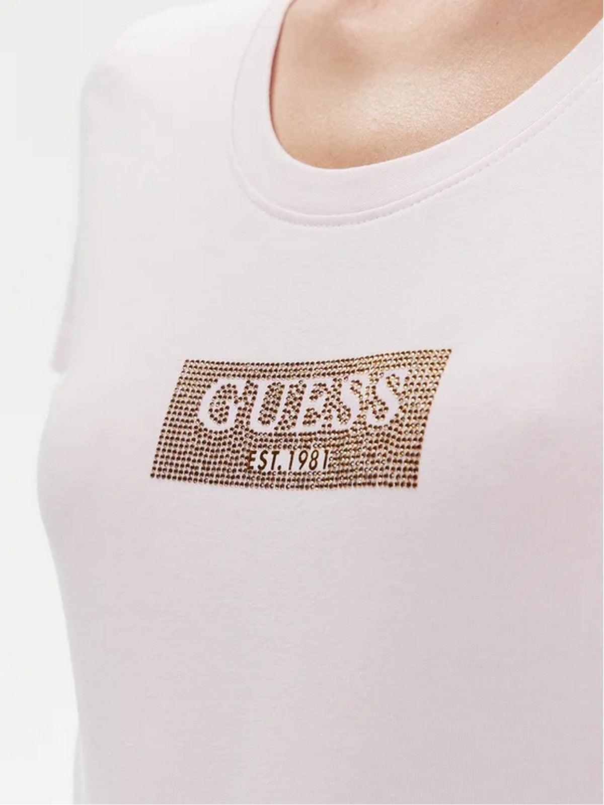 GUESS T-Shirt e Polo Donna Ss Cn Studs Box Tee W4RI33 J1314 A60W Rosa - Stilato