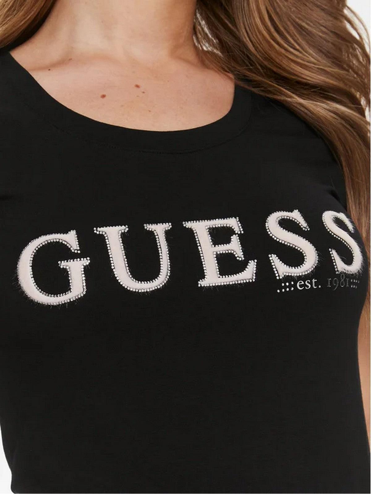 GUESS T-Shirt e Polo Donna Ss Rn Pony Hair Tee W4RI45 J1314 JBLK Nero - Stilato