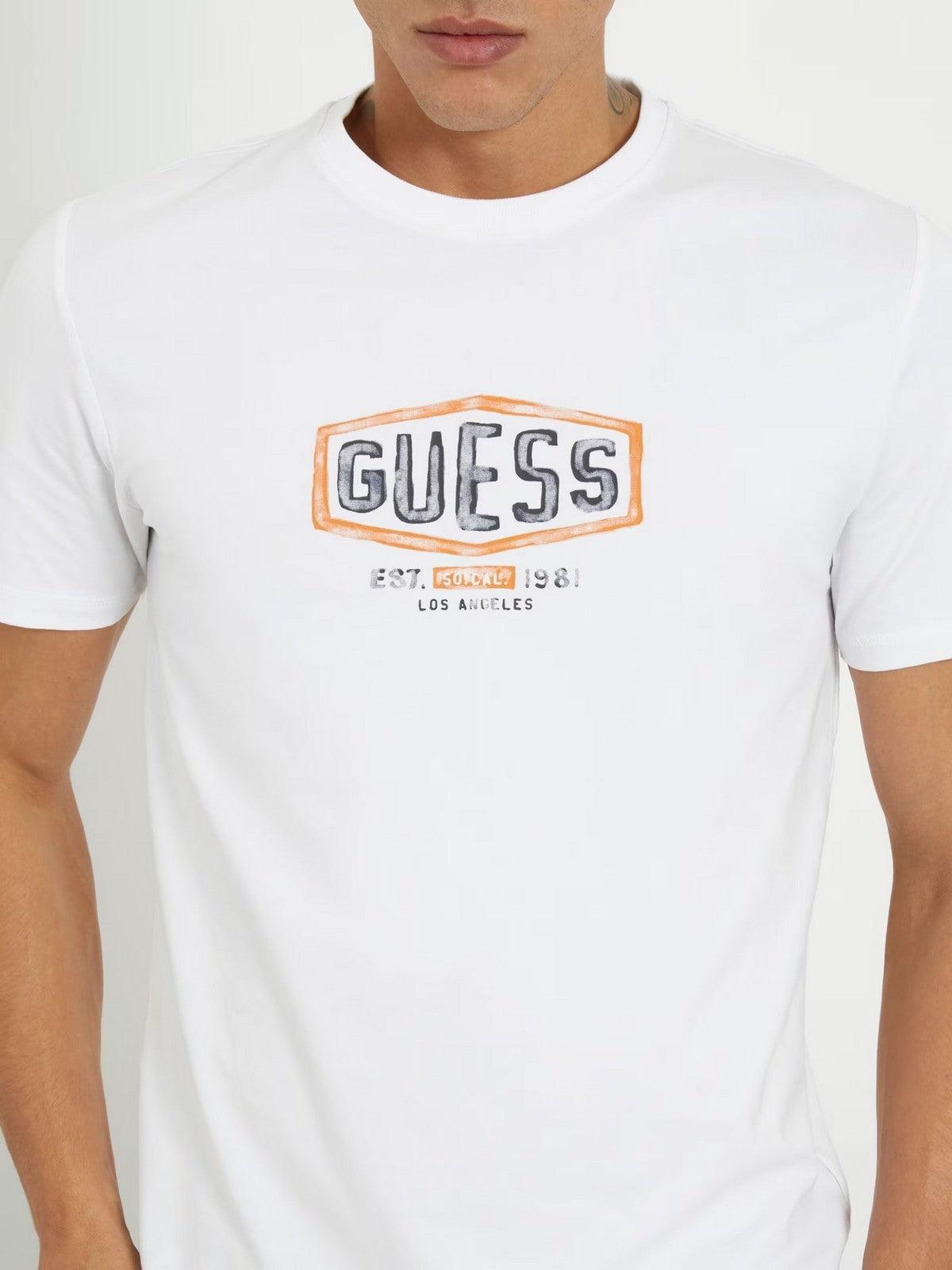 GUESS T-Shirt e Polo Uomo SS CN GUESS BOX CRAC M4RI33 J1314 G011 Bianco - Stilato