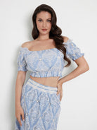 GUESS Top Donna Off Shoulder Frida T W4GH40 WG4F0 F7IM Blu - Stilato