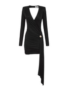 Elisabetta Franchi Miniabito Nero Jersey Drappeggiato Donna AB71947E2 110 - Stilato