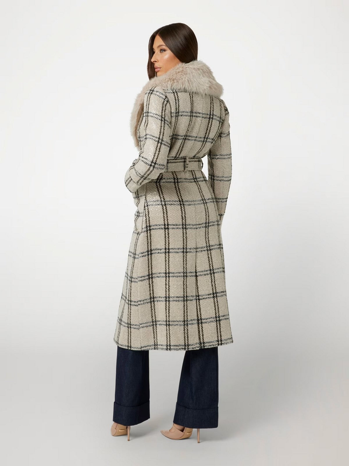 MARCIANO Cappotto Donna Charlize Plaid Coat 4BGL25 7198A F148 Rosa - Stilato