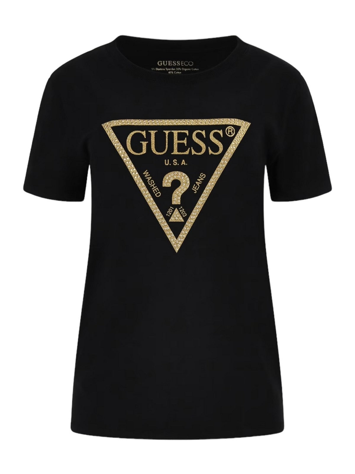 GUESS T-Shirt e Polo Donna Ss Cn Gold Triangle W4RI69 J1314 JBLK Nero - Stilato