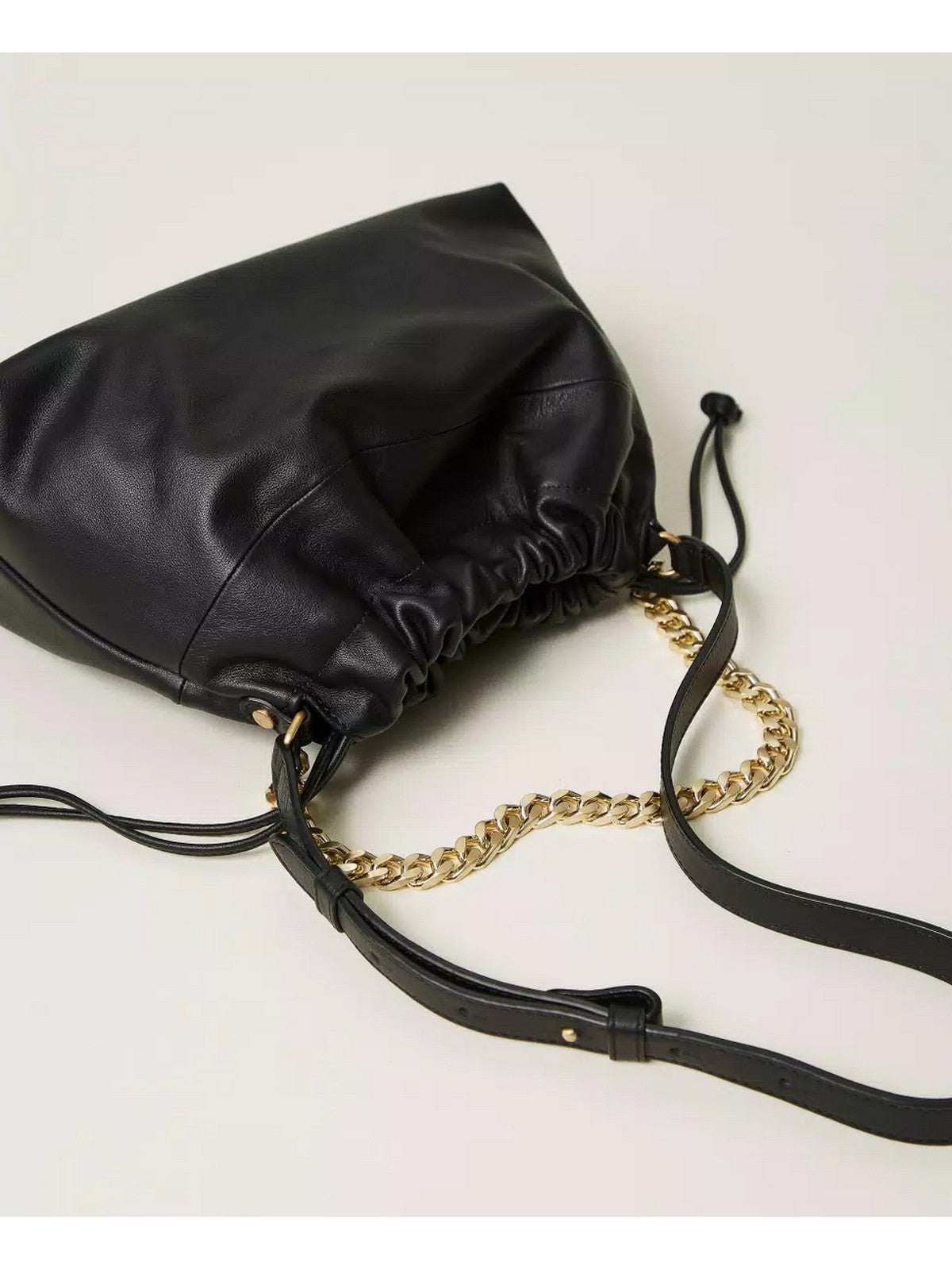 TWINSET Borsa Donna DRAWSTRING LEATHER 242TB7212 00006 Nero - Stilato