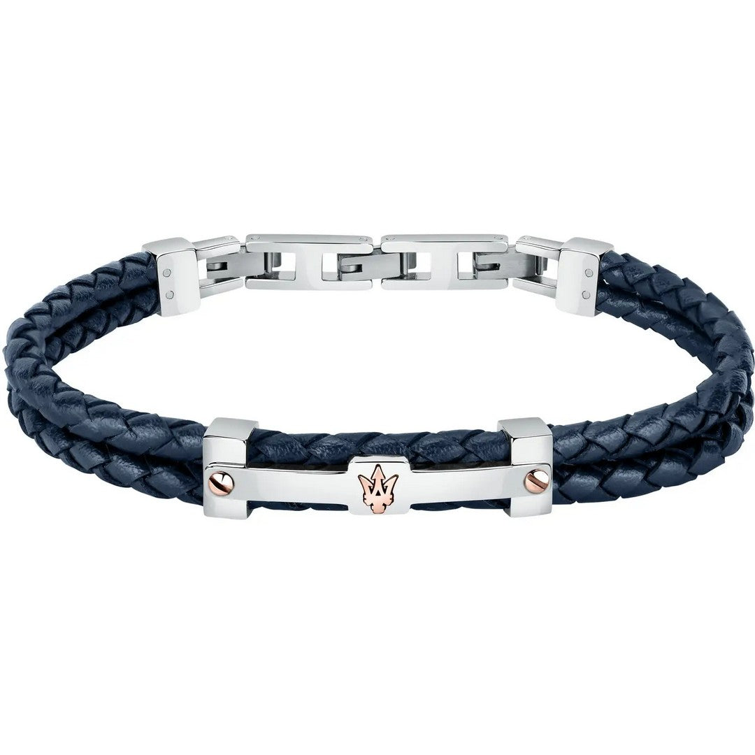 Bracciale Uomo Maserati J Br. Blue Recy. Leath+Rg - JM422AVE10 - Stilato