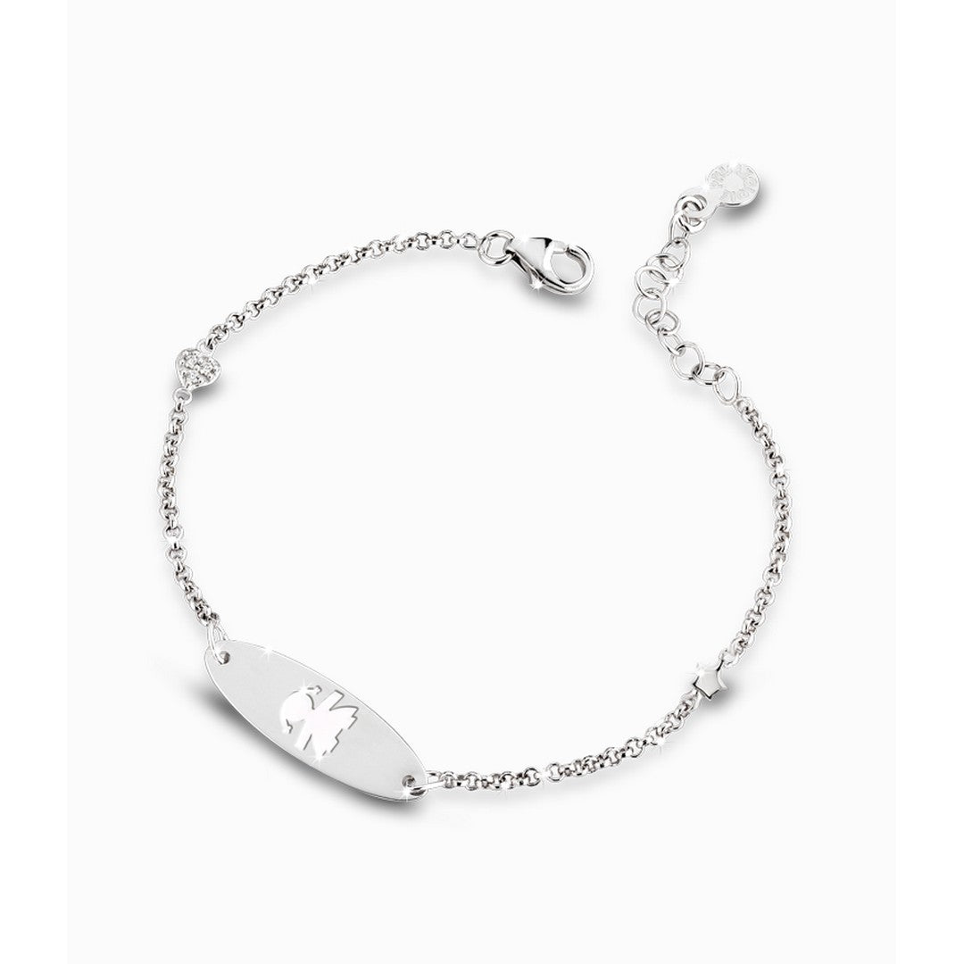 Bracciale Donna leBebè Oro Bianco con Targhetta Centrale Raffigurazione Bimba - pmg017 - Stilato