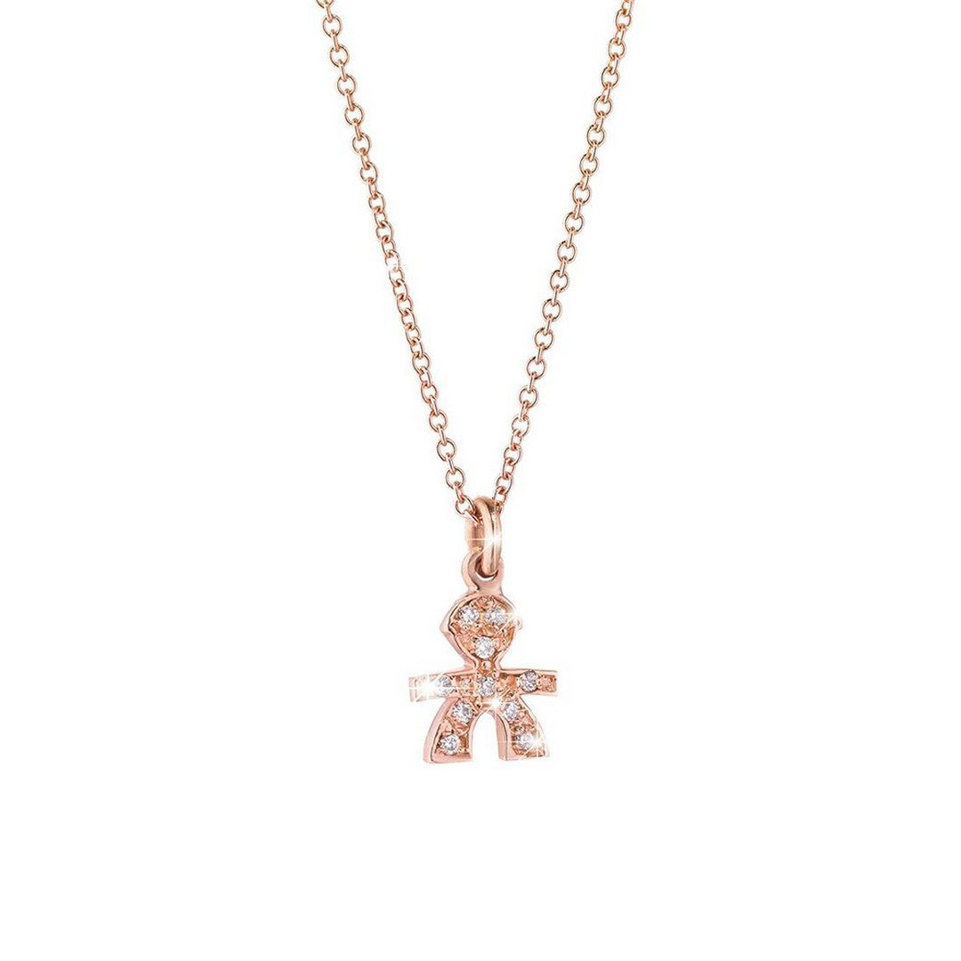 Collana Donna leBebè in Oro Rosa con Bimbo in Pave di Diamanti - lbb323 - Stilato