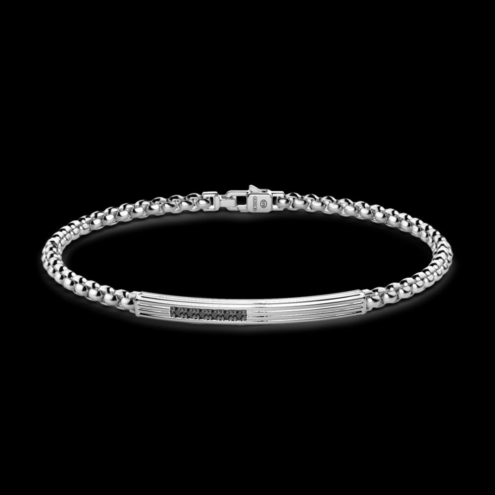 Zancan Bracciale Uomo in argento 925 con zirconi neri - EXB955 - Stilato